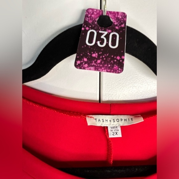030.NWT. Tash & Sophie Red Dress Long Sleeve Plus Size 2X - Picture 4 of 9